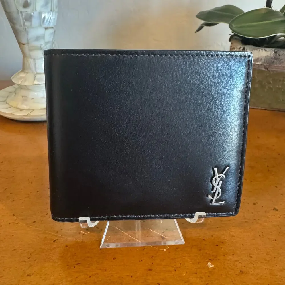 SAINT LAURENT YSL Monogram Bifold Wallet Black Leather